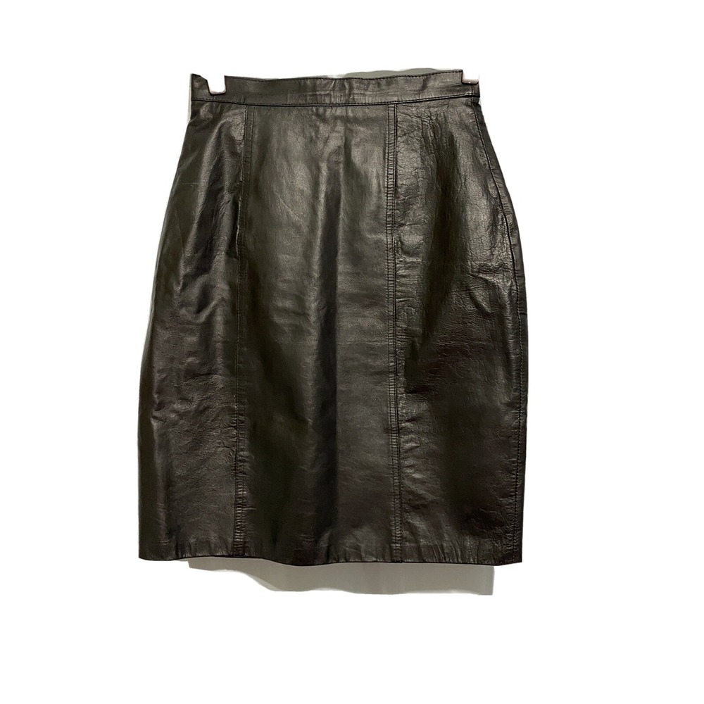 RAFFERty  LEATHER ALINE BLACK SKIRT SIZE 9 vintage